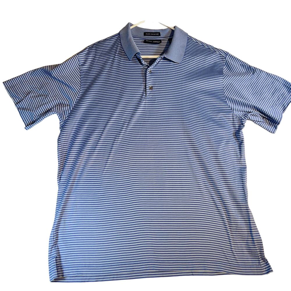 Grant Thomas Polo Shirt Men L Double Mercerized Pima Cotton Stripe Golf Resort